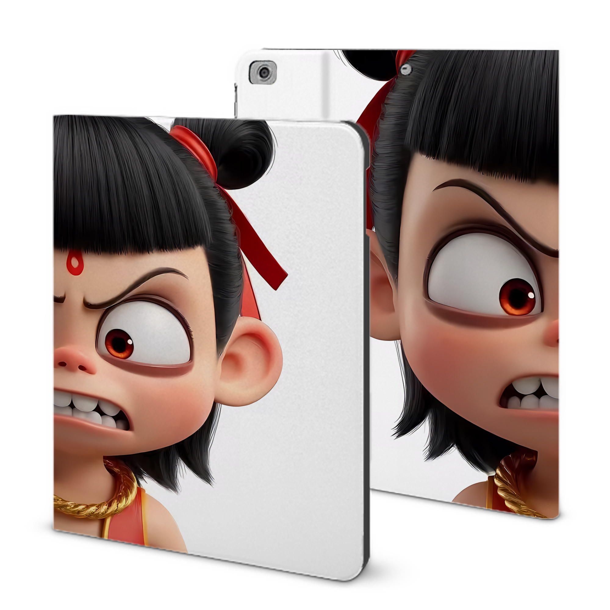 （画像用） Ne Zha 2 ナタ 魔童の大暴れ IPad ケース ブック型 PUレザー TPU 耐衝撃 軽量 薄型 ペン収納なし 全面保護 IPad 各モデル対応